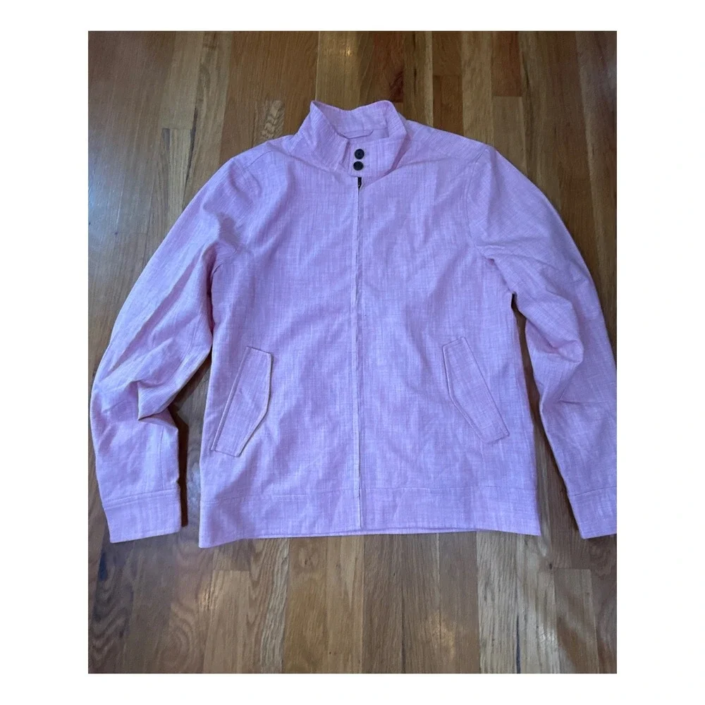 Hawker Rye Pink Textured Jacket Mens Medium Minimalist Bomber Coat